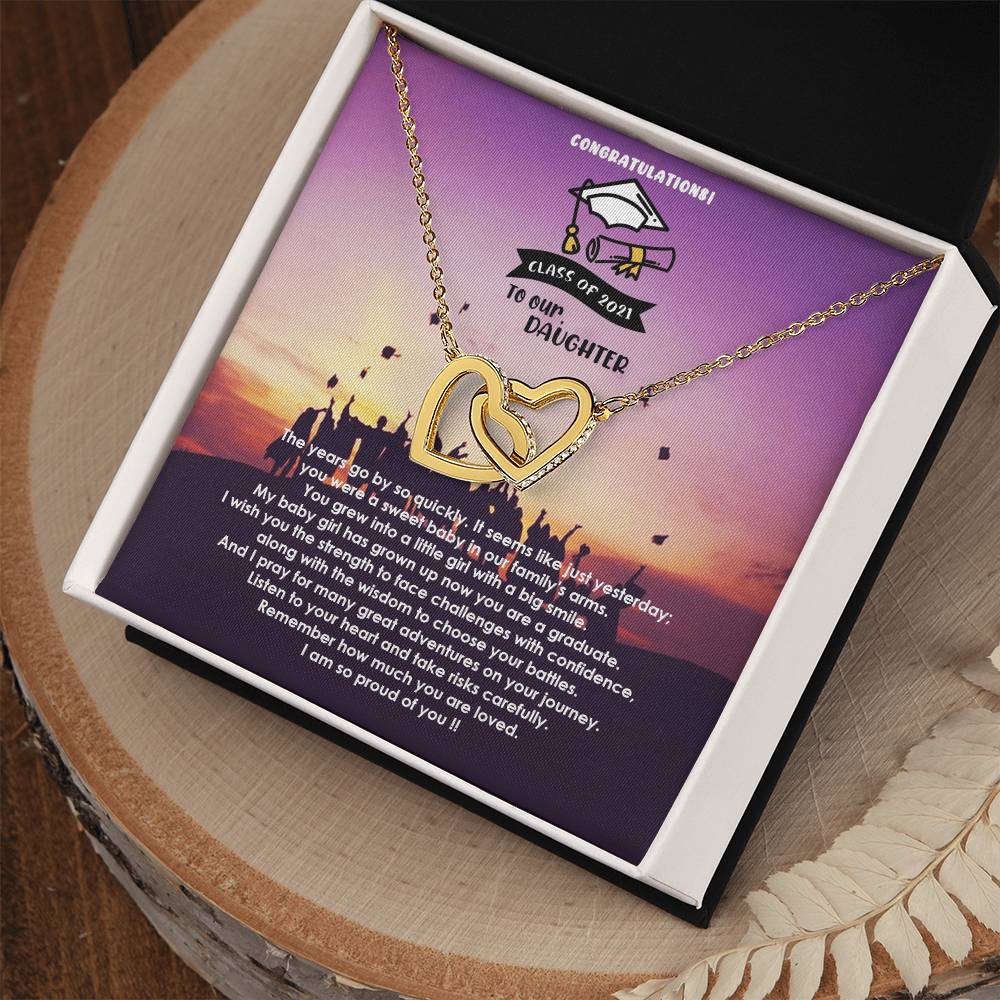 Interlocked Never-Ending Love Necklace For My Loving Graduate Daughter Interlocking Hearts Necklace