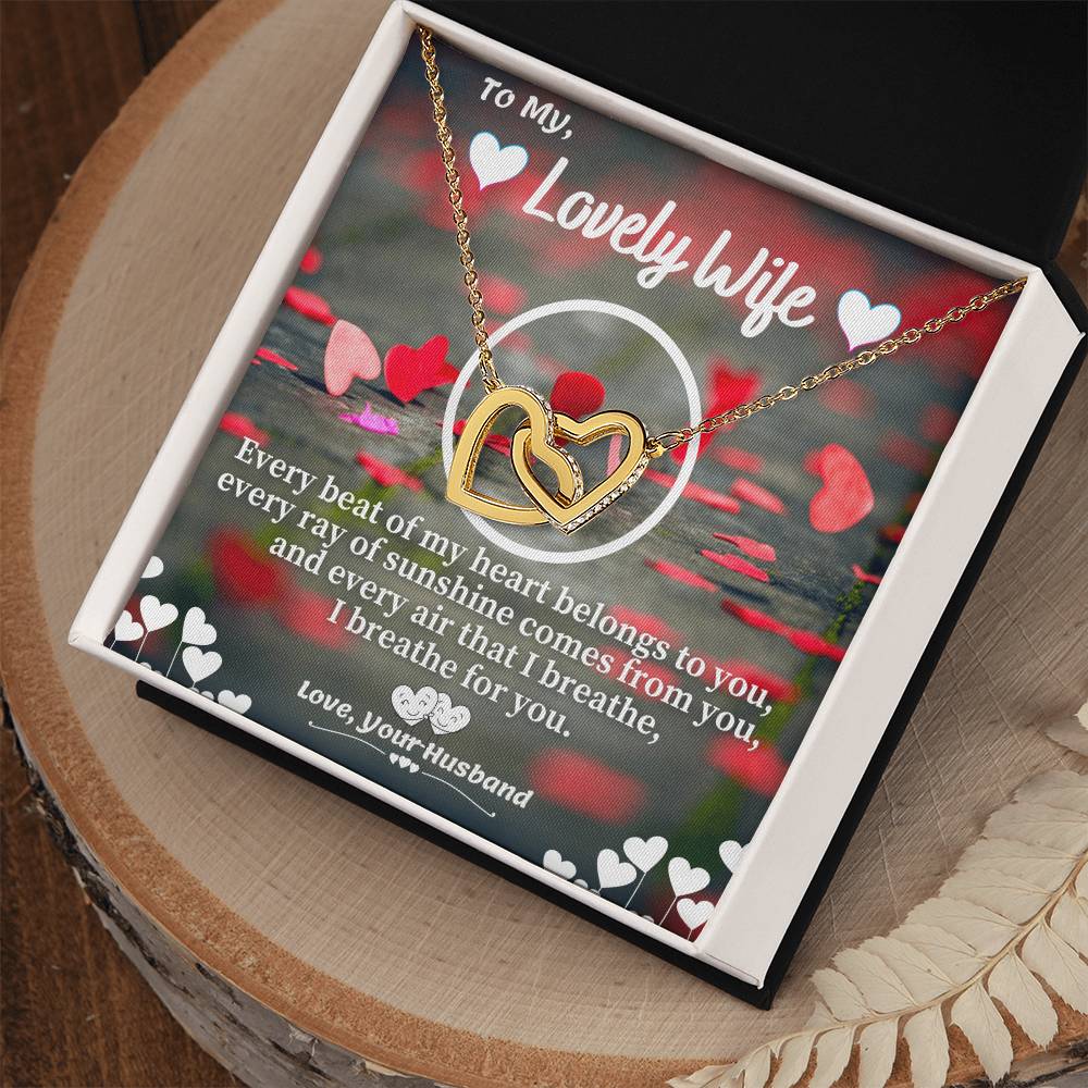 Husband To Wife Necklace Gift With Message Card Interlocking Hearts Necklace