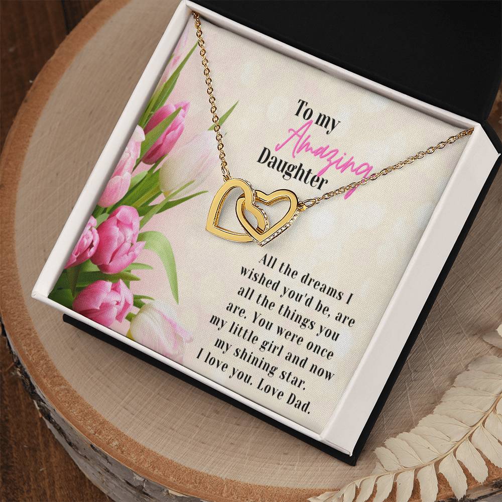 A Graduation Gift From Dad-Two Hearts Necklace-To My Amazing Daughter Interlocking Hearts Necklace