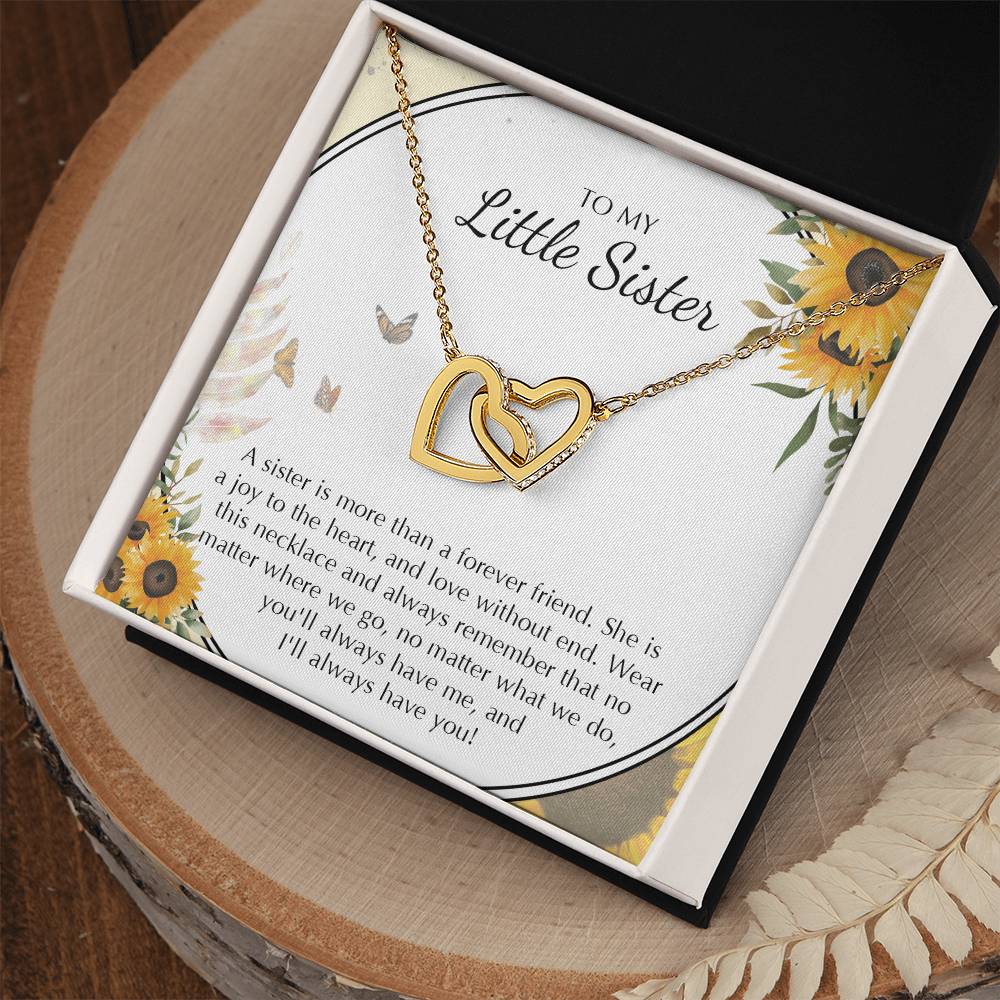 To My Little Sister Necklace Gifts Little Sister Birthday Gift For Little Sister Jewelry Gift For Sister Interlocking Hearts Necklace