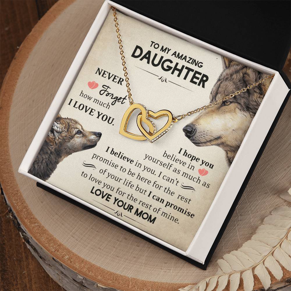 To My Daughter - Never Forget - Necklace Interlocking Hearts Necklace