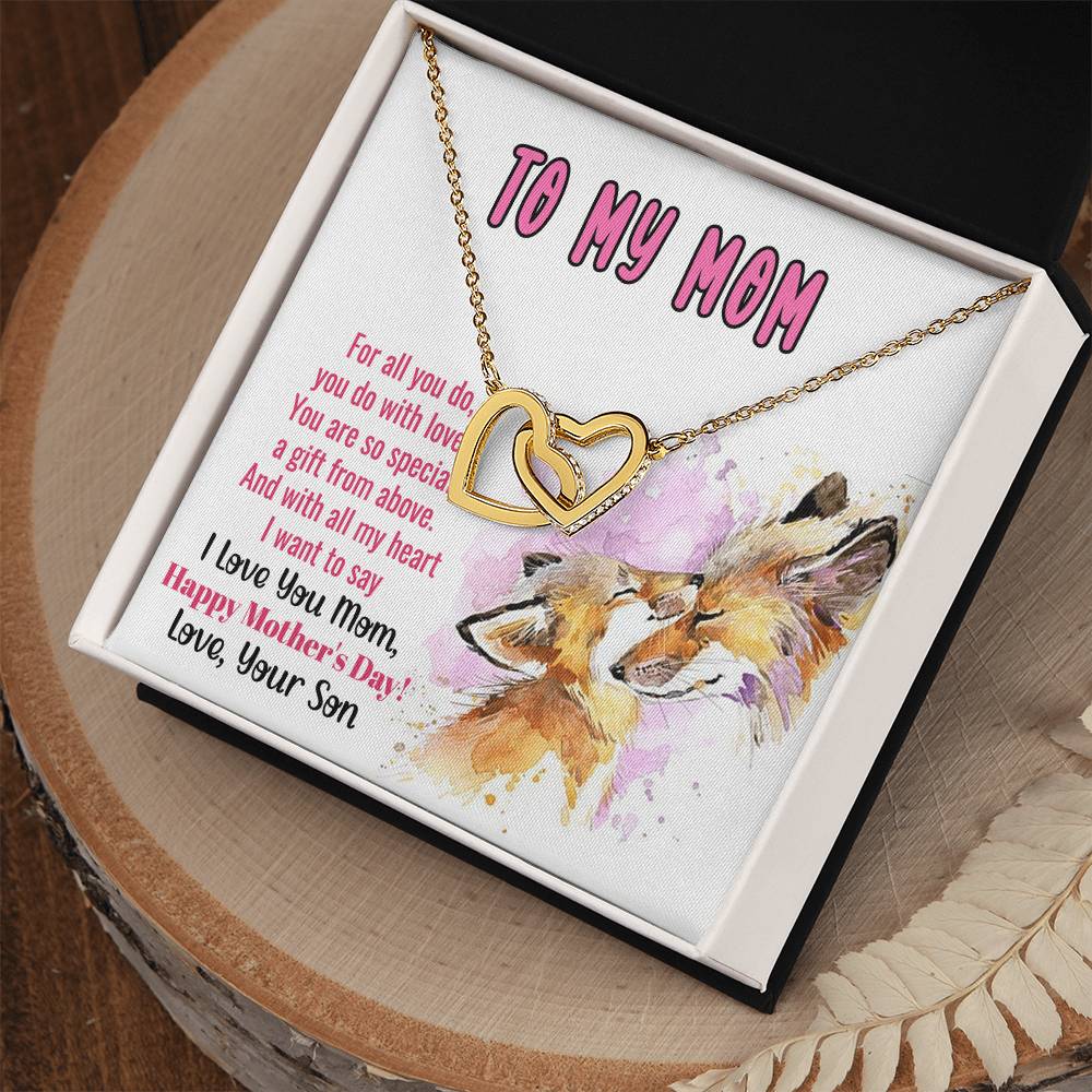 To My Mom Mother'S Day Linked Hearts Necklace From Son Interlocking Hearts Necklace