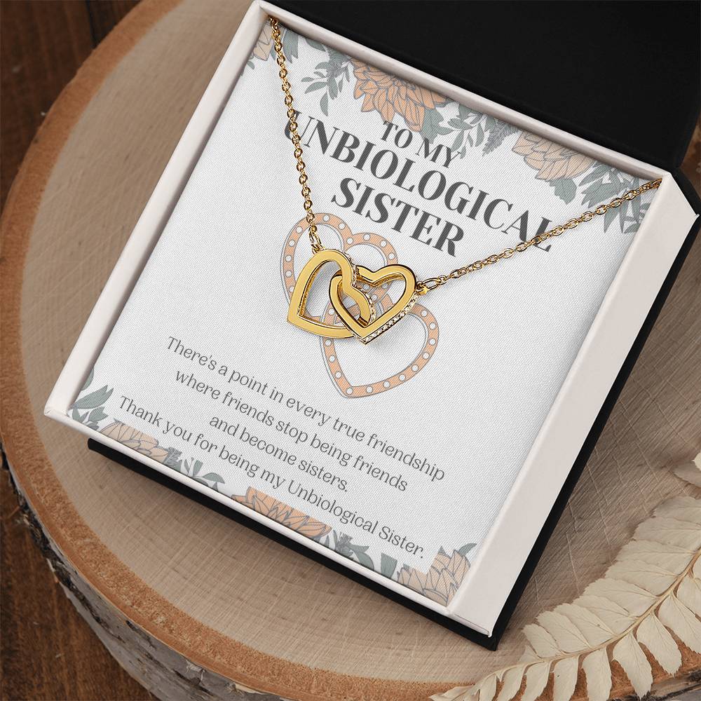 Unbiological Sister Gift Best Friend Necklace Soul Sister Bridesmaid Gift 18Kt Gold Sterling Silver Heart Pendant Jewelry Free Gift Box Interlocking Hearts Necklace