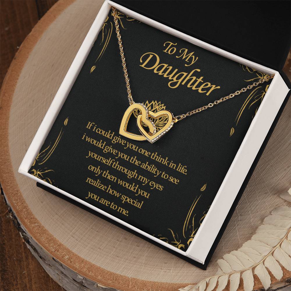 To My Daughter - Two Hearts Interlocking Hearts Necklace