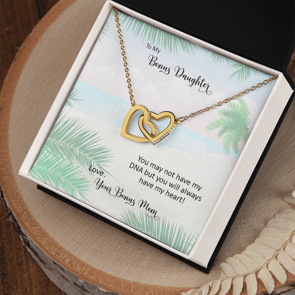 Bonus Daughter From Bonus Mom No Dna But You Have My Heart Interlocking Hearts Necklace