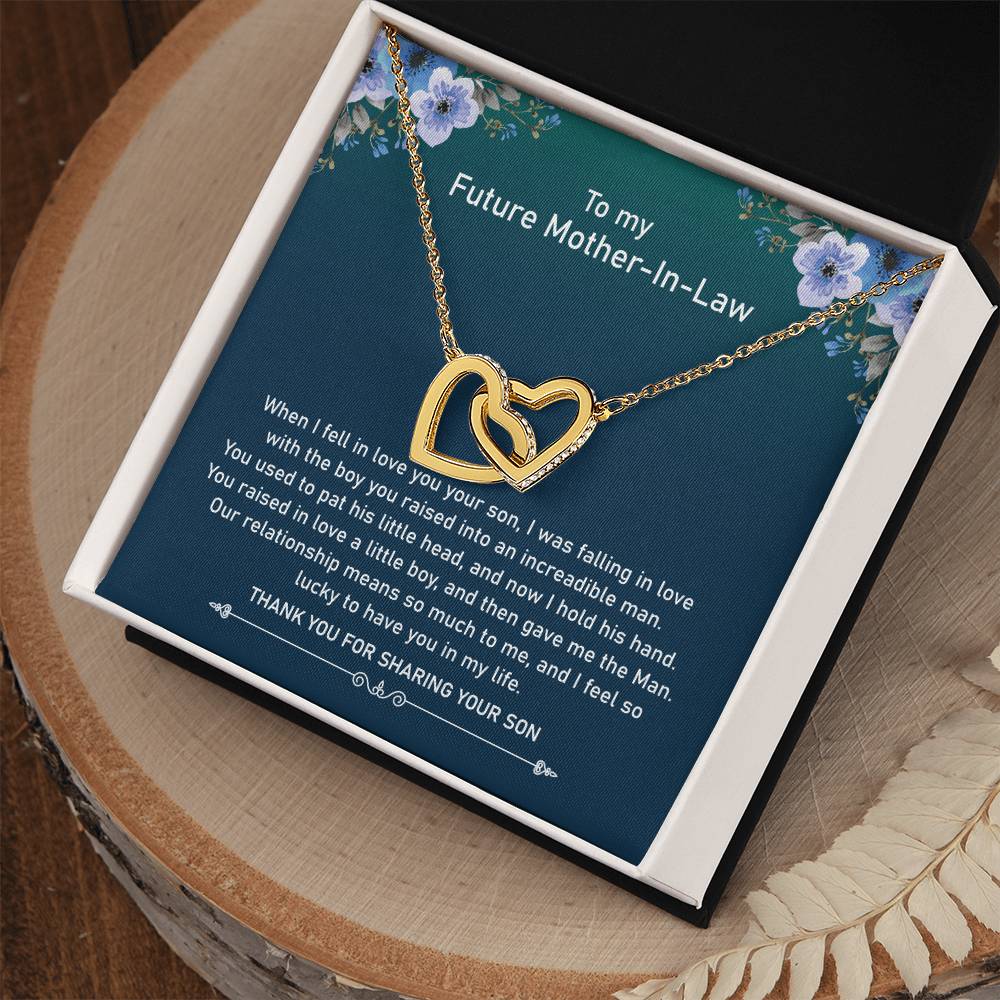 Future Mother In Law - Raised Incredible Man Interlocking Heart Necklace Interlocking Hearts Necklace