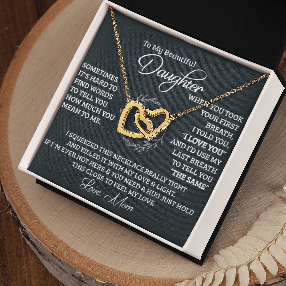 Feel My Love Daughter Interlocking Hearts Necklace