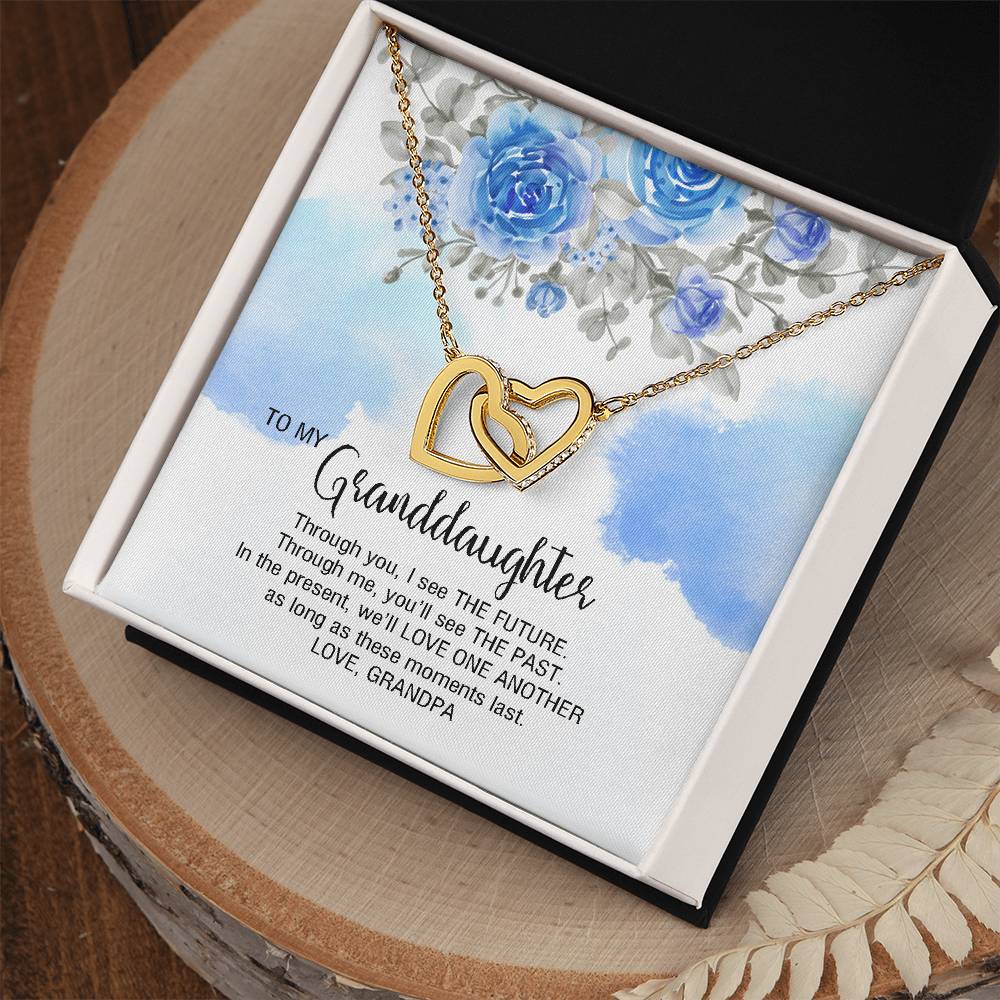 To My Granddaughter From Grandpa - We'Ll Love One Another Interlocking Hearts Necklace