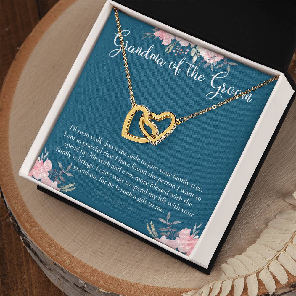 Grandmother Of The Groom Gift Necklace Grandma Wedding Gift Nana Bridal Shower Rehearsal Dinner Thank You Gift Interlocking Hearts Necklace