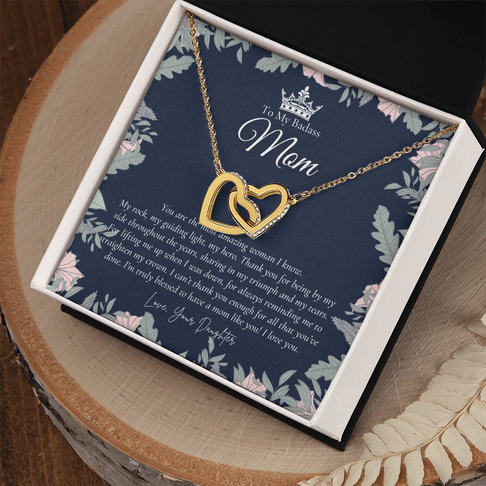 To My Beautiful Mom Necklace Badass Mom Gift Mother’S Day Gift Birthday Gift Gift From Daughter On Wedding Day Interlocking Hearts Necklace