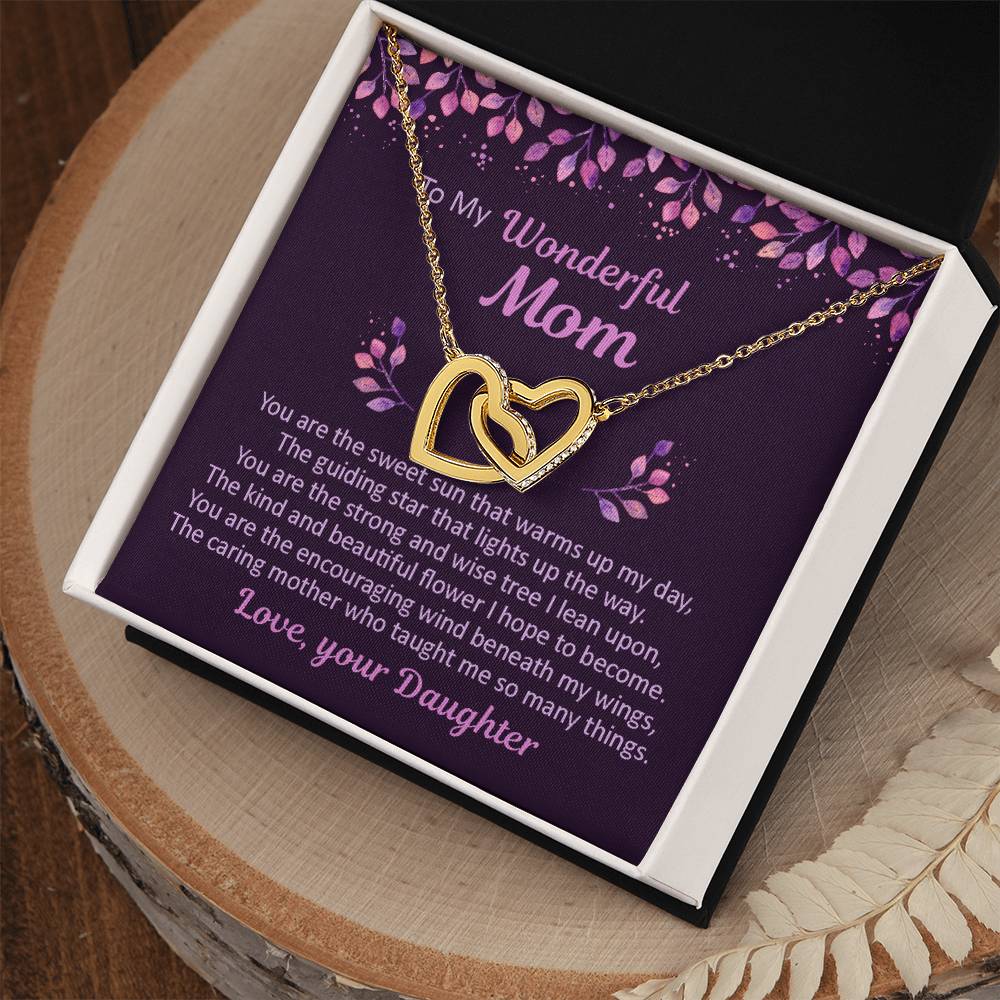To My Mom - You Are The Sweet Sun - Necklace Interlocking Hearts Necklace