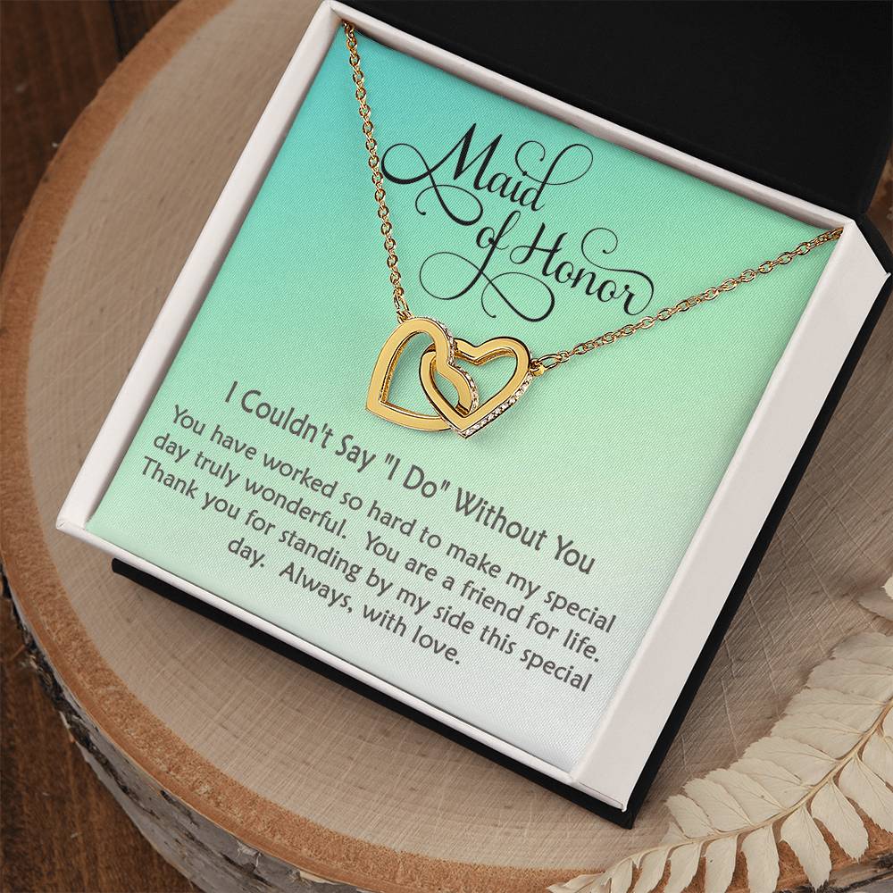 Maid Of Honor Linked Hearts Necklace Gift Interlocking Hearts Necklace