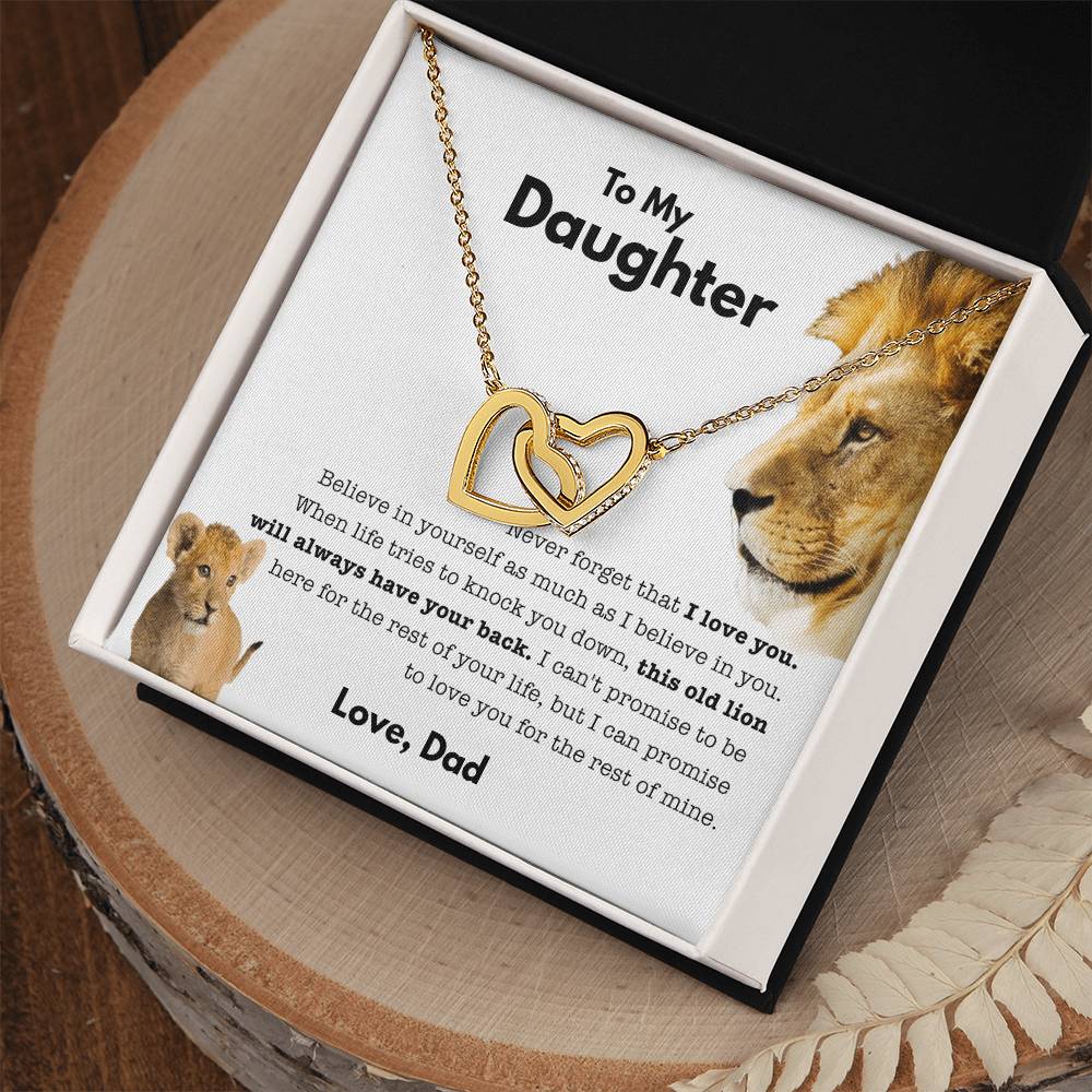 To My Daughter - Old Lion - Necklace Interlocking Hearts Necklace