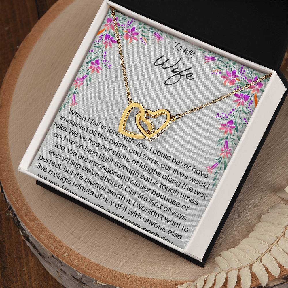 To My Wife When I Fell In Love With You - Lily Interlocking Hearts Necklace