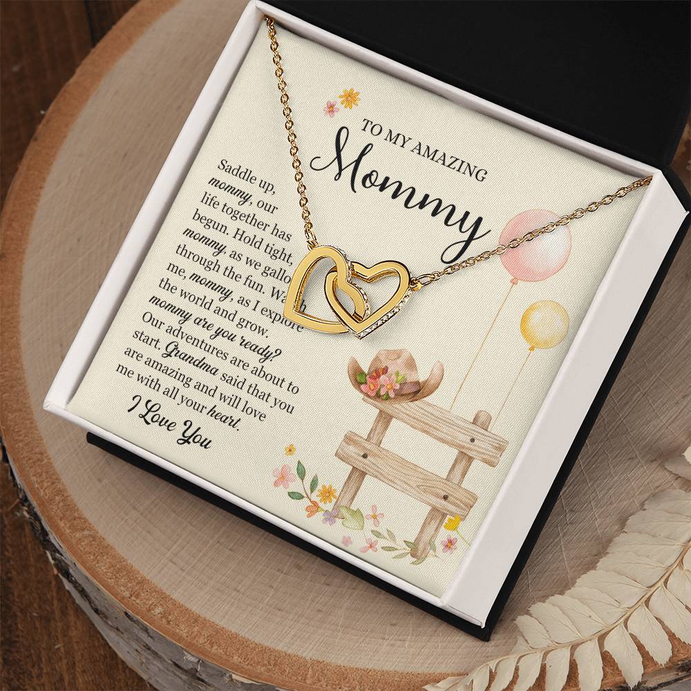 Saddle Up Amazing Mommy Necklace Interlocking Hearts Necklace