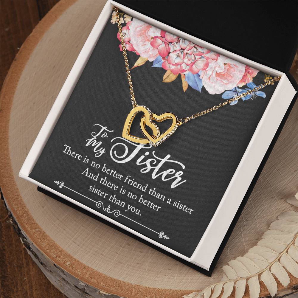 To My Sister Necklace Interlocking Hearts Necklace