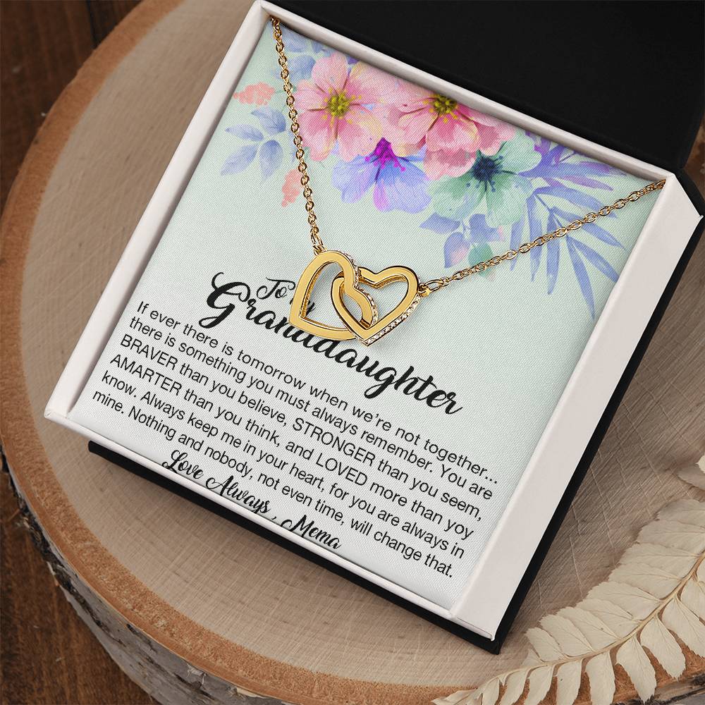 To My Granddaughter Love Always Mema Interlocking Hearts Necklace