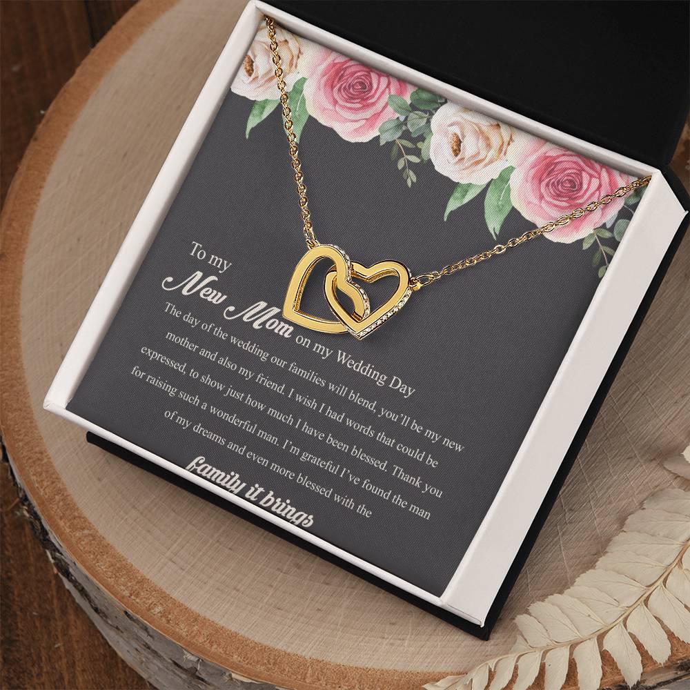 To My New Mom On My Wedding Day Interlocking Hearts Necklace