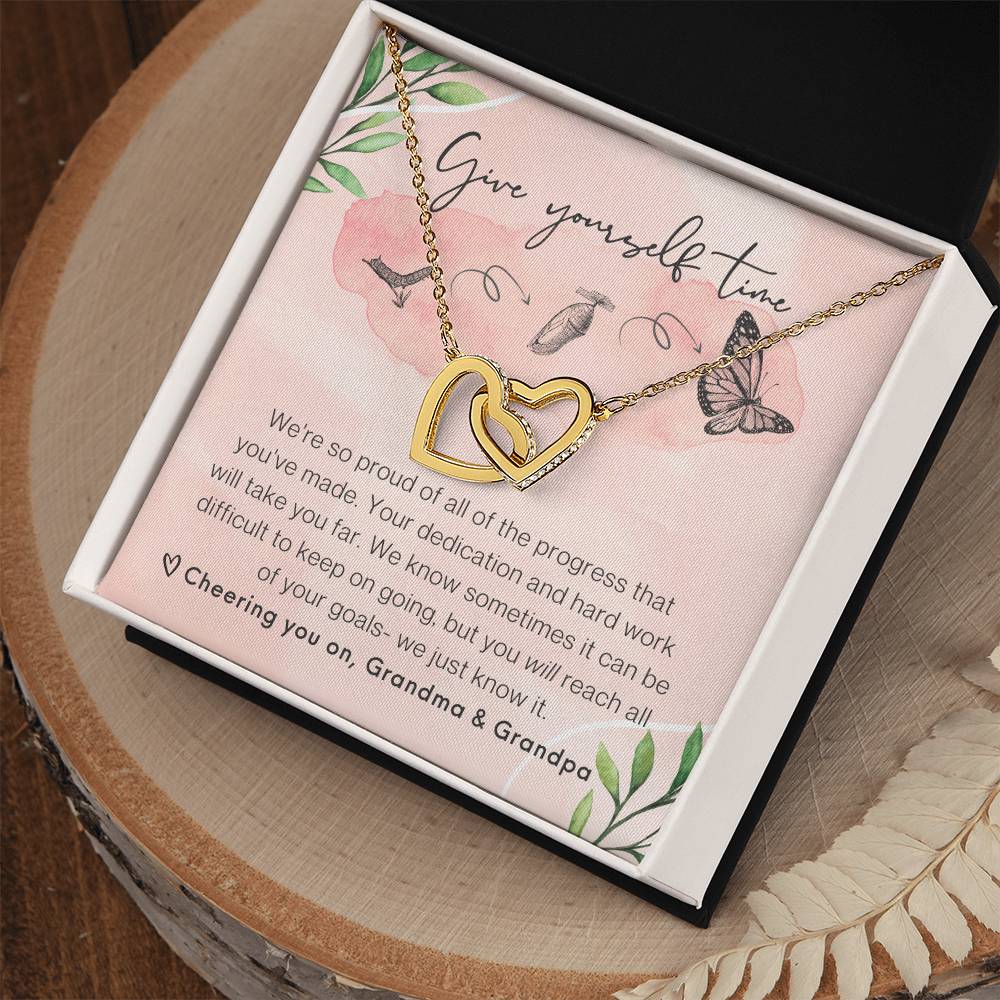 From Grandparents Interlocking Hearts Necklace Butterfly Encouragement Granddaughter Present