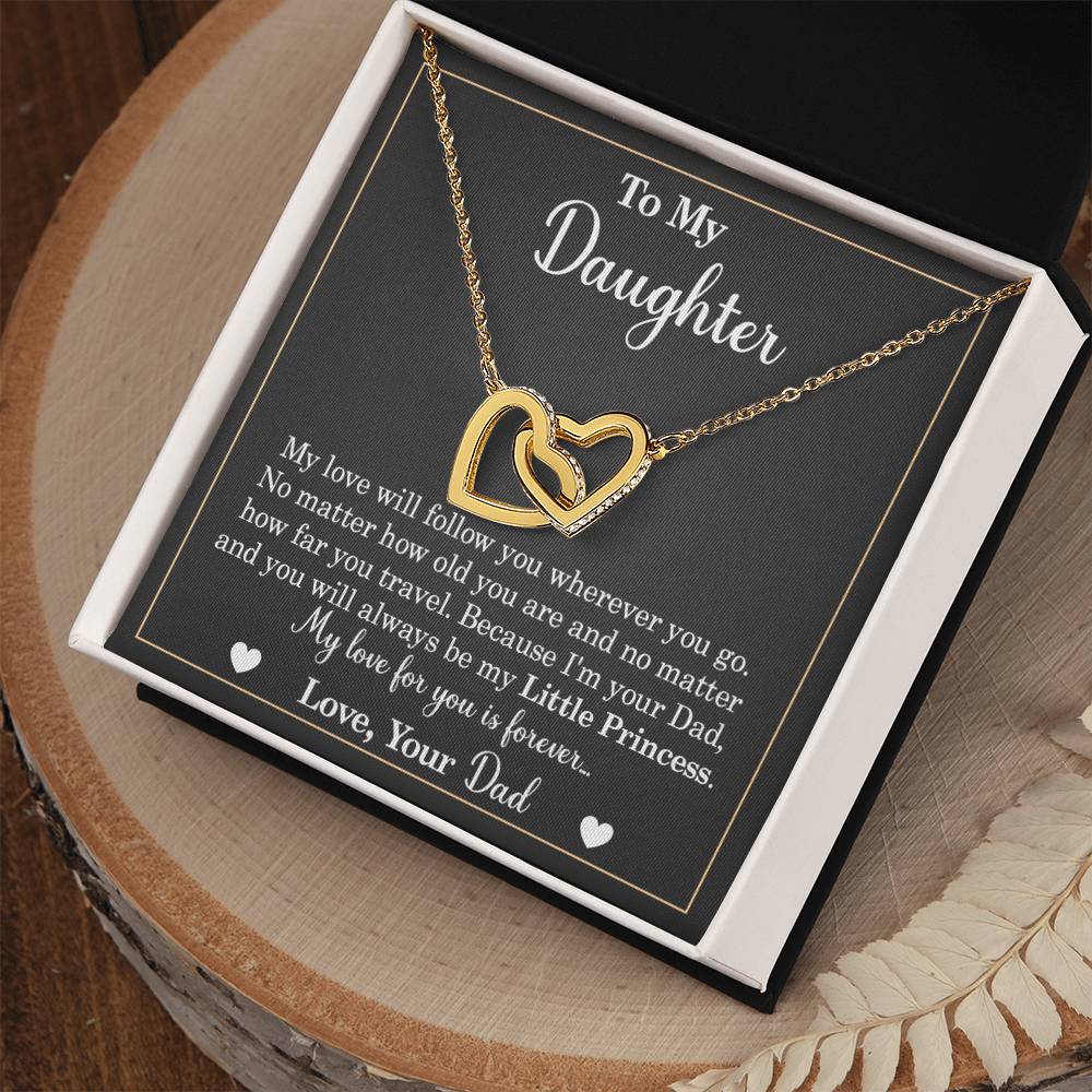 To My Daughter - My Love Will Follow You Wherever You Go - Interlocking Heart Necklace Interlocking Hearts Necklace