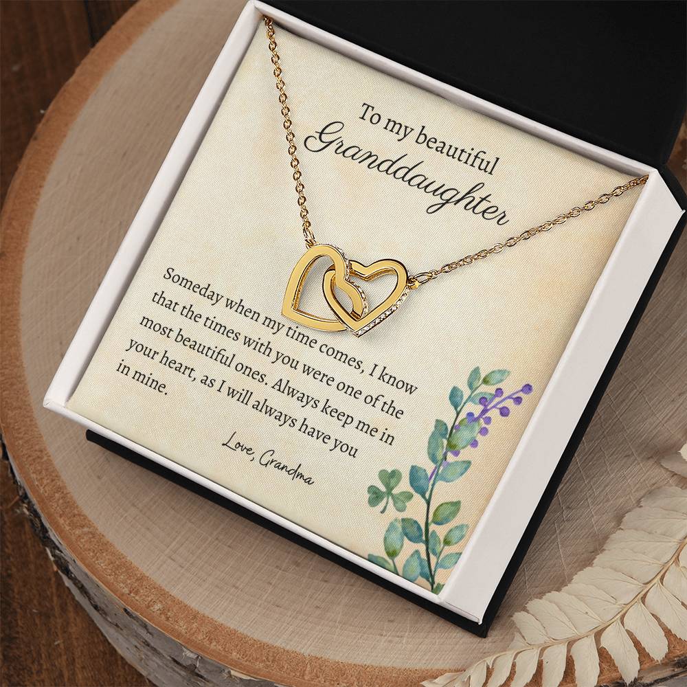To My Granddaughter - Always In My Heart - Necklace Interlocking Hearts Necklace