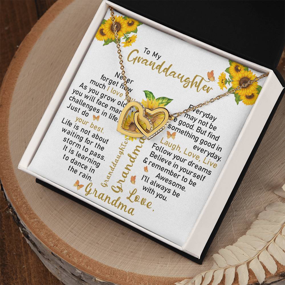To My Granddaughter - Interlocking Hearts Necklace