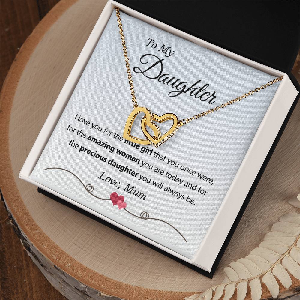 To My Daughter Necklace From Mum Interlocking Hearts Necklace