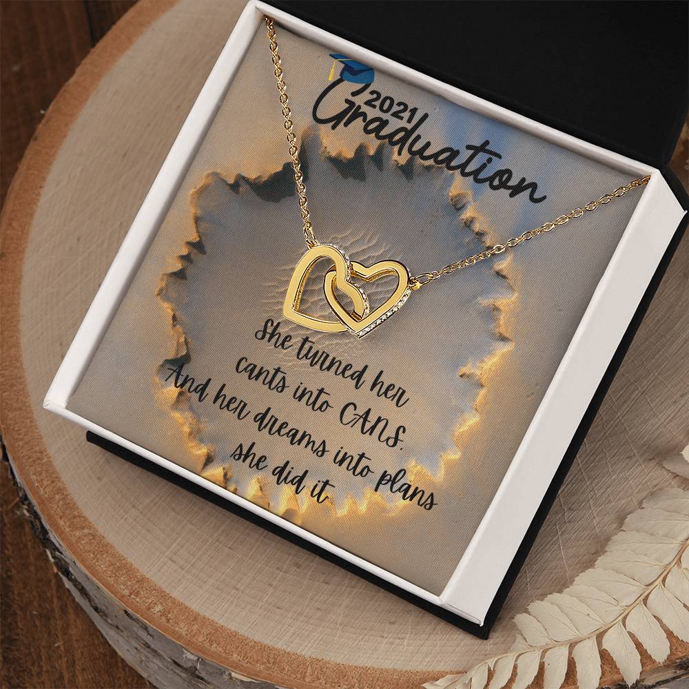 2021 Graduation Sister Interlocking Hearts Necklace
