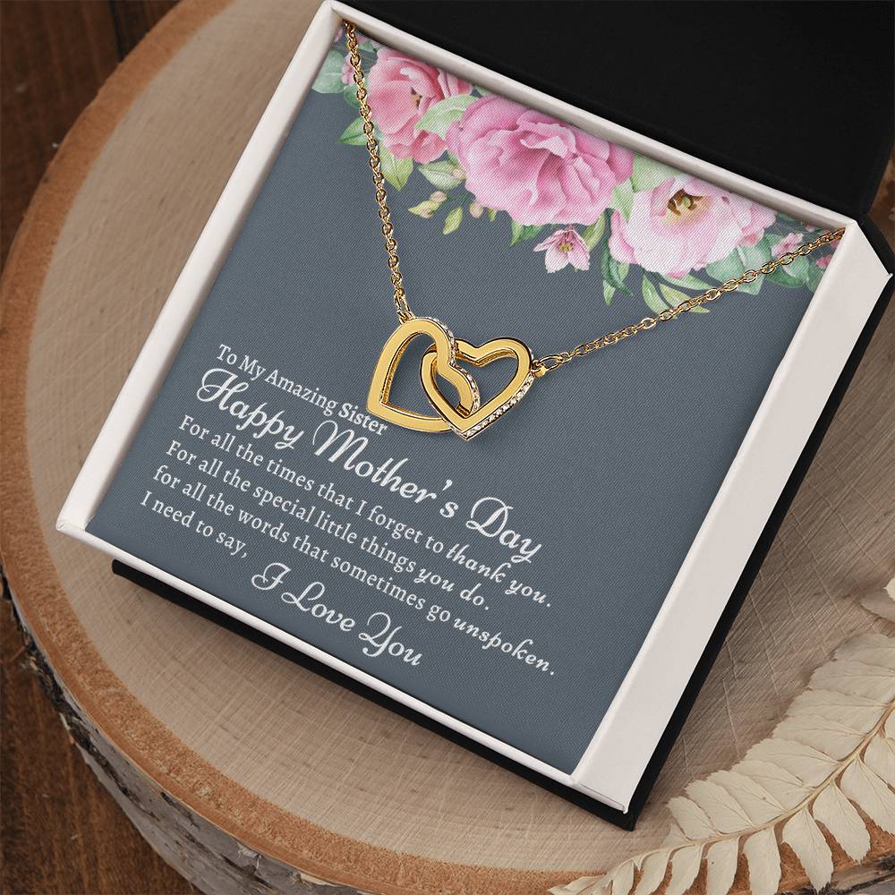 To My Amazing Sister Necklace Interlocking Hearts Necklace