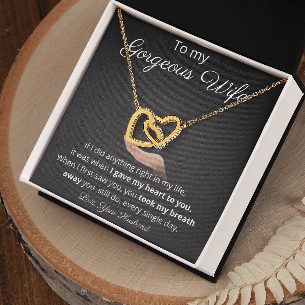 I Gave My Heart To My Gorgeous Wife - Two Hearts Necklace Interlocking Hearts Necklace