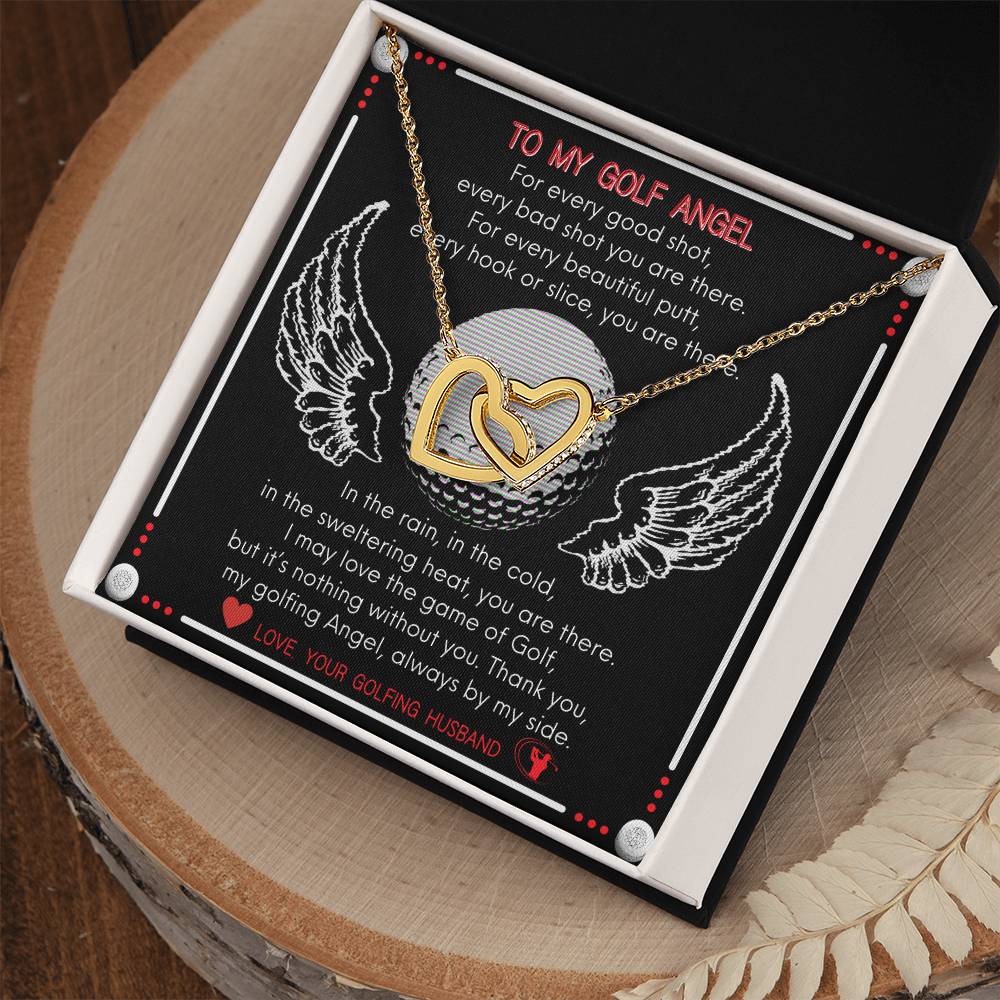 To My Golf Angel - Never Ending Love Necklace - From Your Golfing Husband Interlocking Hearts Necklace