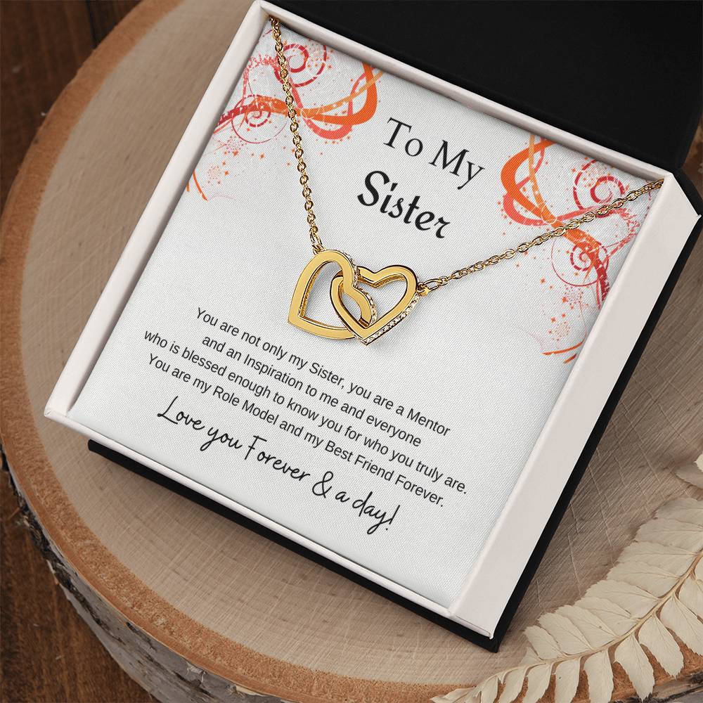 To My Sister Interlocking Hearts Necklace
