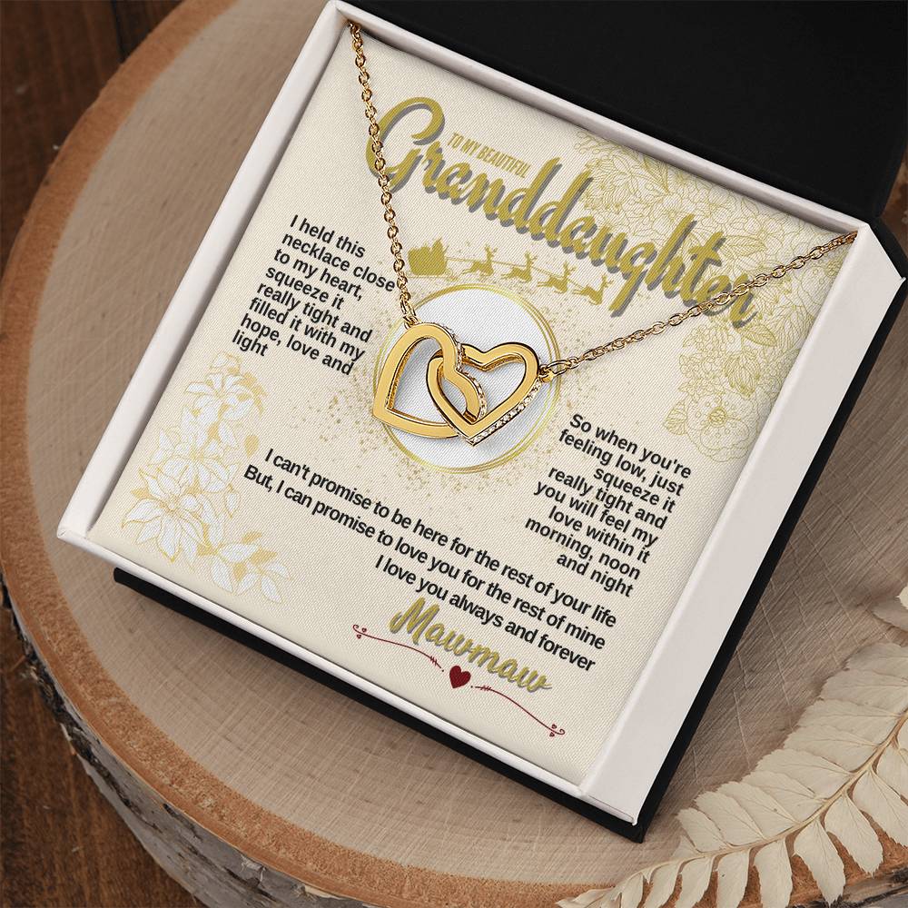 To My Granddaughter - Mawmaw Loves You Always & Forever - Necklace Interlocking Hearts Necklace