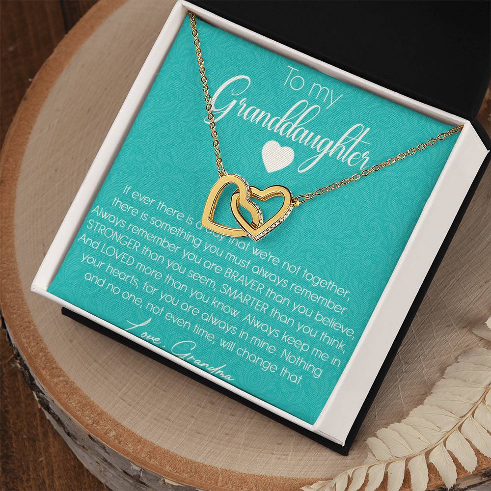 To My Granddaughter Interlocking Hearts Necklace Message Card