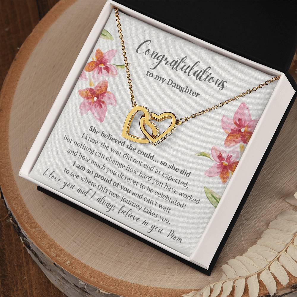 Graduation Congratulations Daughter Interlocked Hearts Necklace Interlocking Hearts Necklace