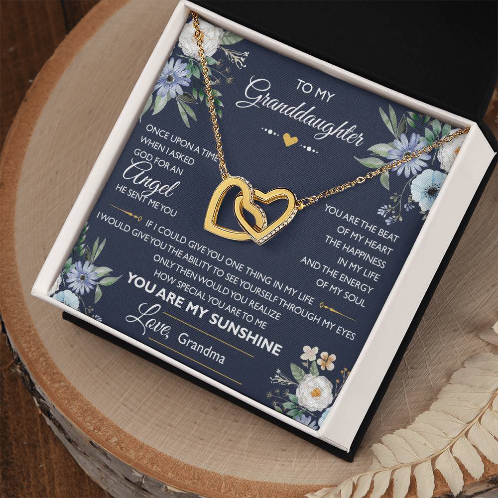 To My Granddaughter Message Card Necklace From Grandma Interlocking Hearts Necklace