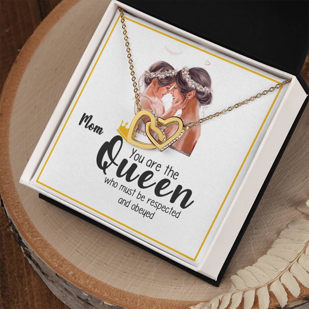 Mothers Day Gift - Gift From Daughter Son Interlocking Hearts Necklace