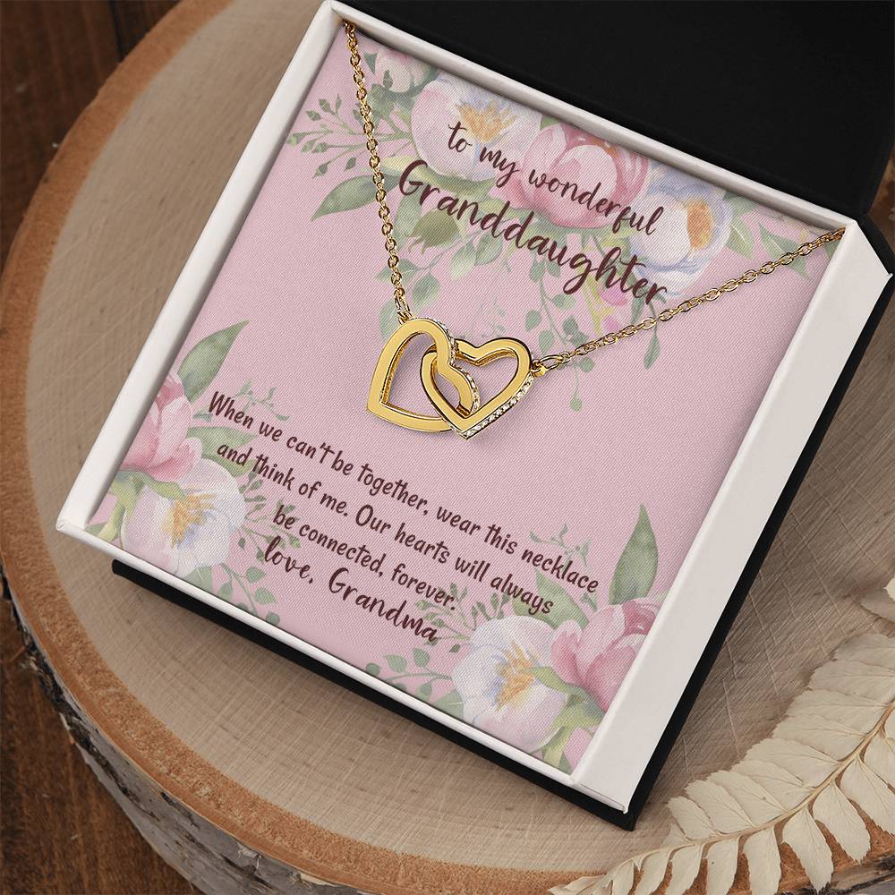 To My Wonderful Granddaughter Our Hearts Will Always Be Connected Love Grandma Interlocking Hearts Necklace