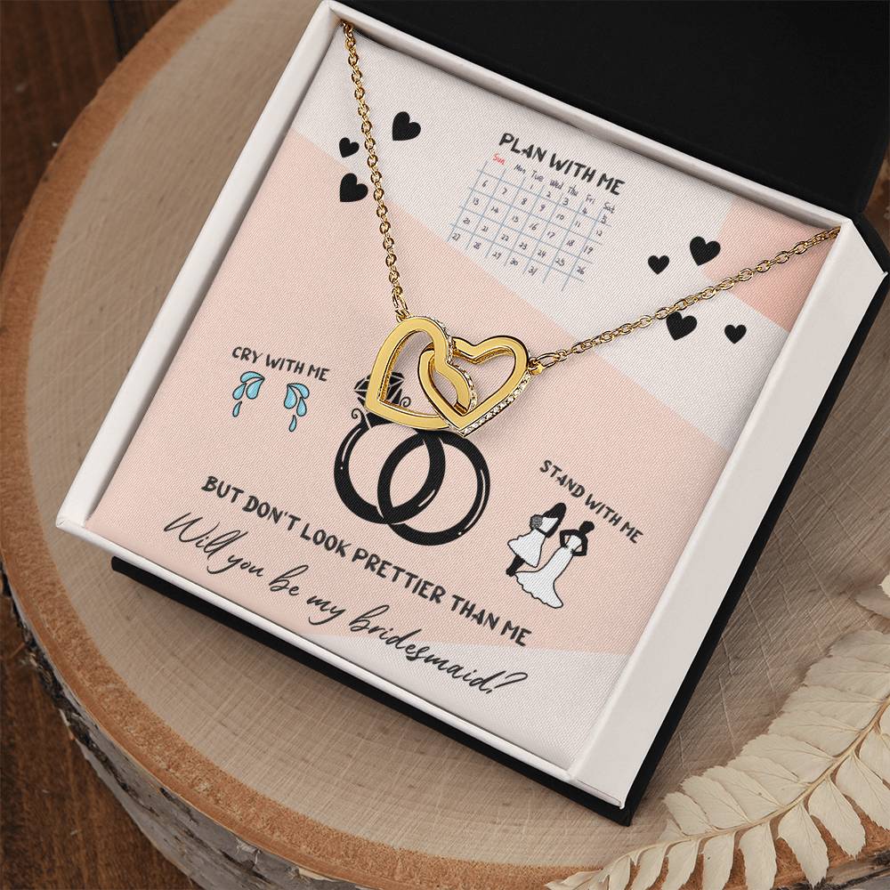 Bridesmaid Proposal Double Heart Necklace Interlocking Hearts Necklace