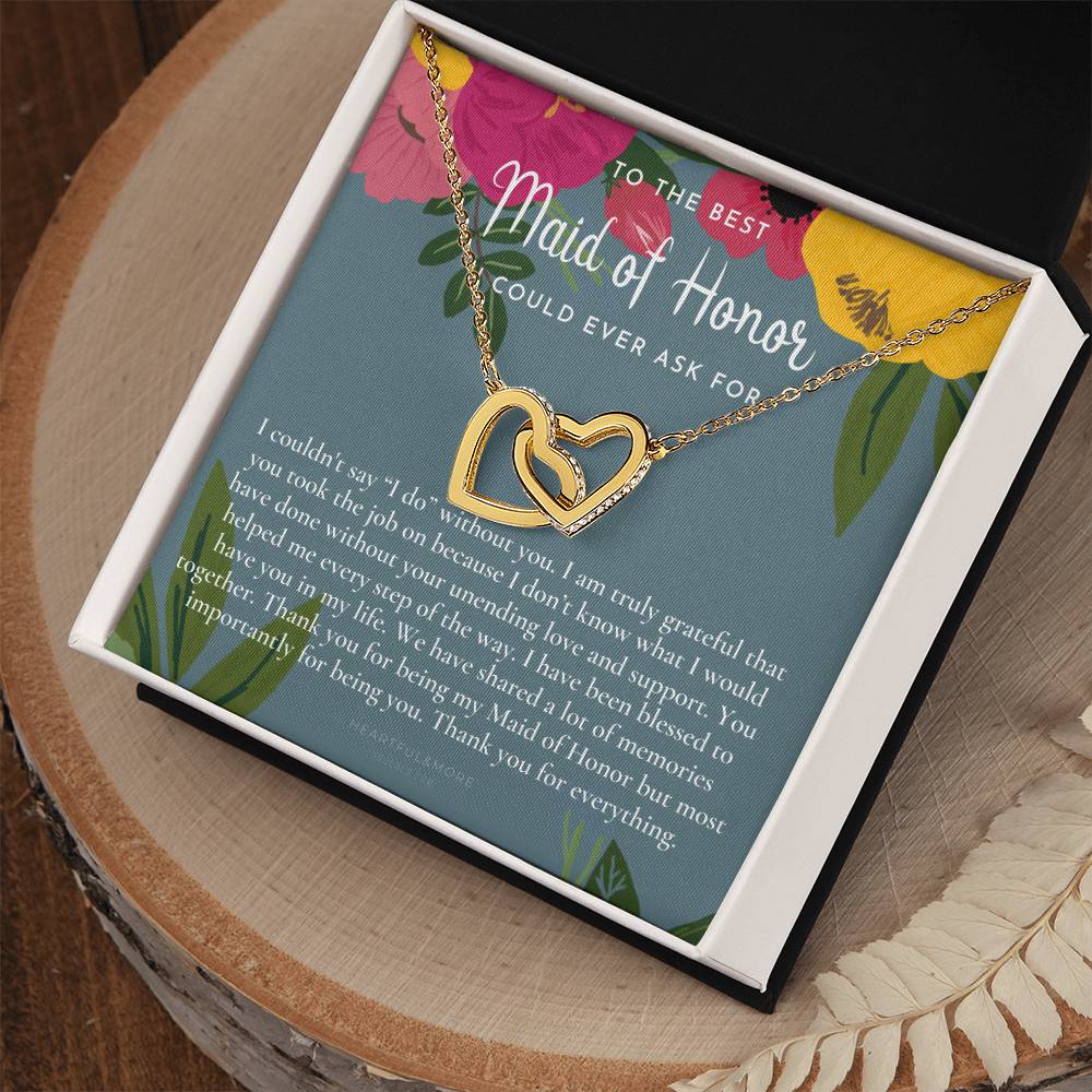 Maid Of Honor Thank You Gift From Bride Bridesmaid Gift Maid Of Honor Gift Necklace Matron Of Honor Gift Thank You Gift From Bride Interlocking Hearts Necklace