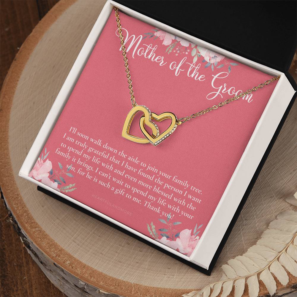 Mother Of The Groom Gift Necklace Wedding Gift Bridal Party Rehearsal Dinner Man Of My Dreams Parent Of Groom Mother In Law Gift Interlocking Hearts Necklace