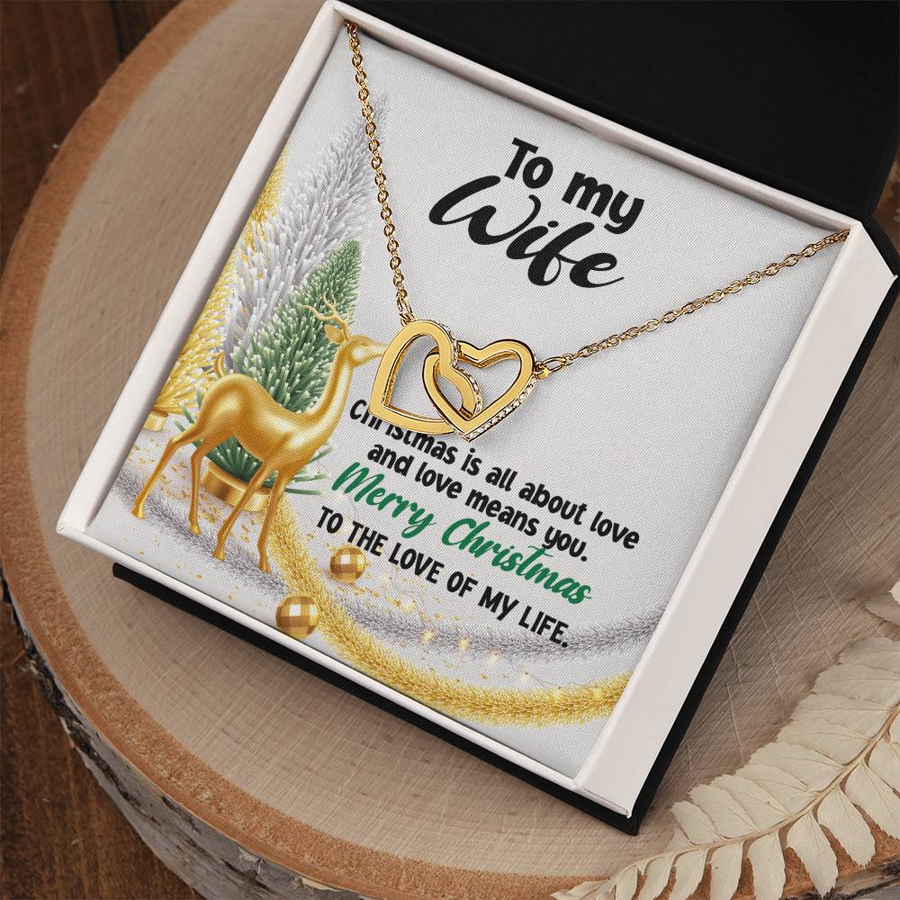 To My Wife Necklace Jewelry For My Wife Sentimental Gifts Necklace For Wife Christmas Gifts Necklace Gift Box Message Card Necklace Interlocking Hearts Necklace