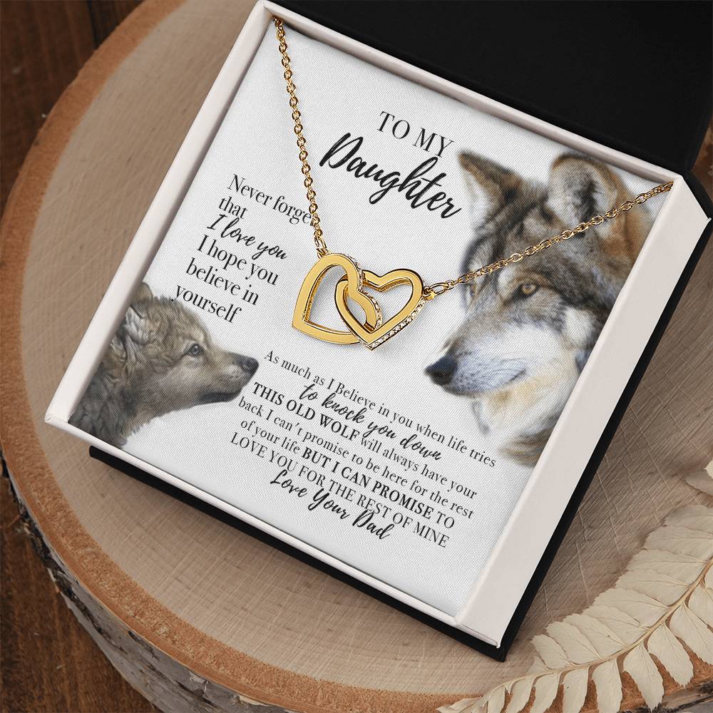 To My Daughter Necklace From Wolf Dad Interlocking Hearts Necklace