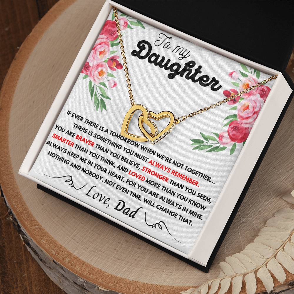 To My Daughter - My Love Is Forever Dad - Necklace Interlocking Hearts Necklace