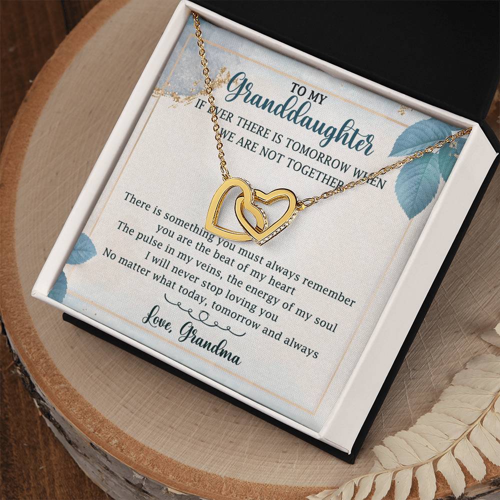 To My Granddaughter Interlocking Hearts Necklace Message Card