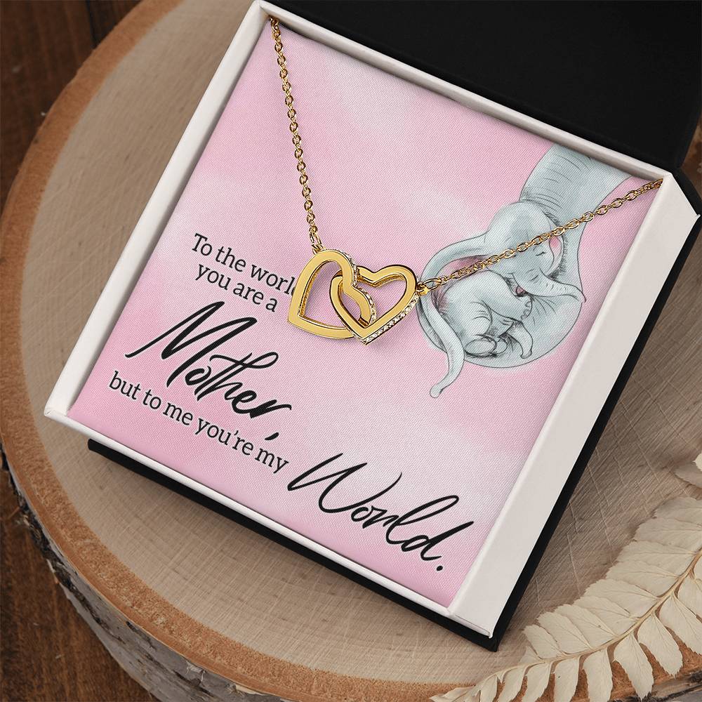 To My Mom World Love You Always Interlocking Hearts Necklace