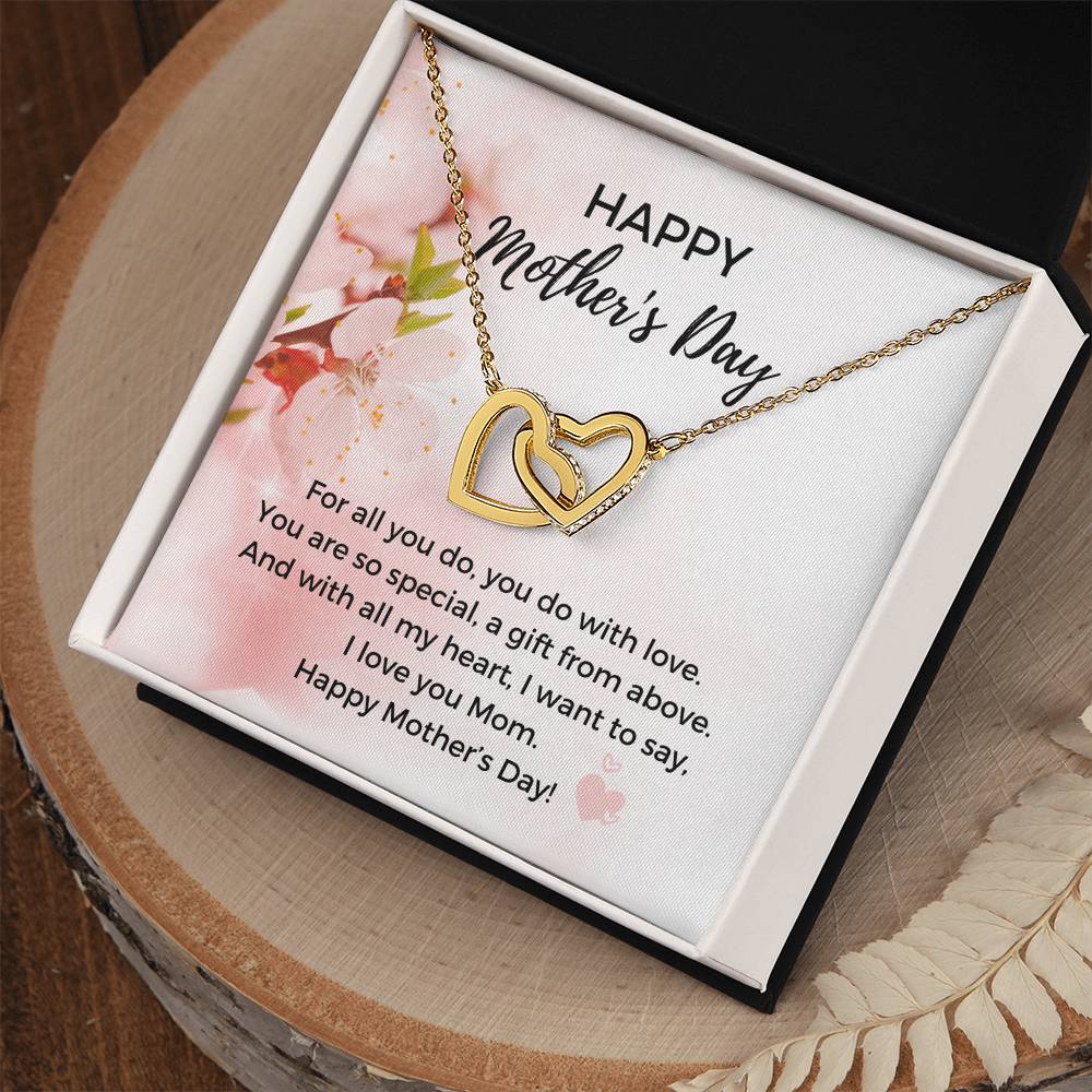 Mother'S Day Heart Necklace - 316 Steel With 18K Rose Gold Finish And Cubic Zirconia Stones - In The U.S.A. 🇺🇸 Interlocking Hearts Necklace