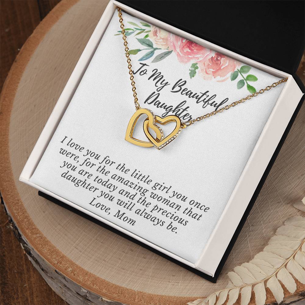 I Love You For The Precious Daughter You Will Always Be Necklace Interlocking Hearts Necklace
