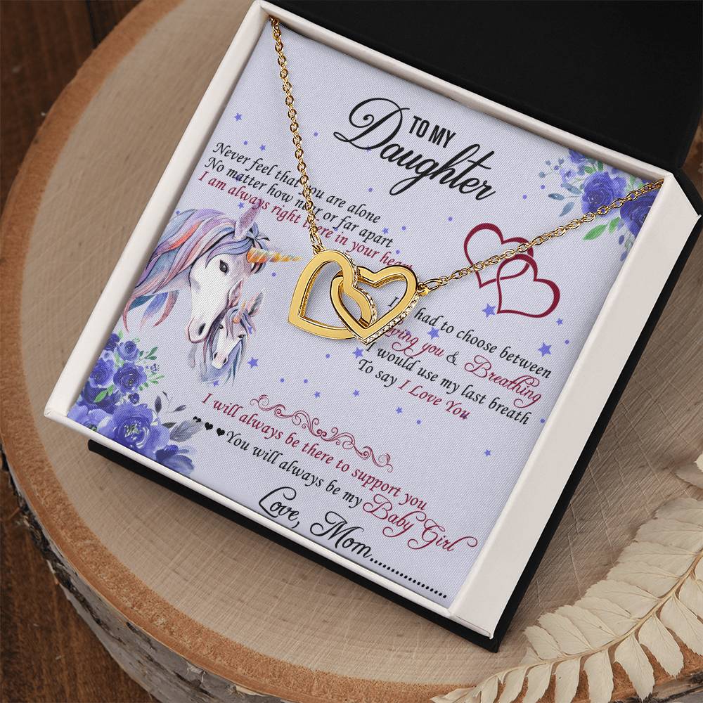 To My Daughter Interlocking Hearts Necklace Message Card