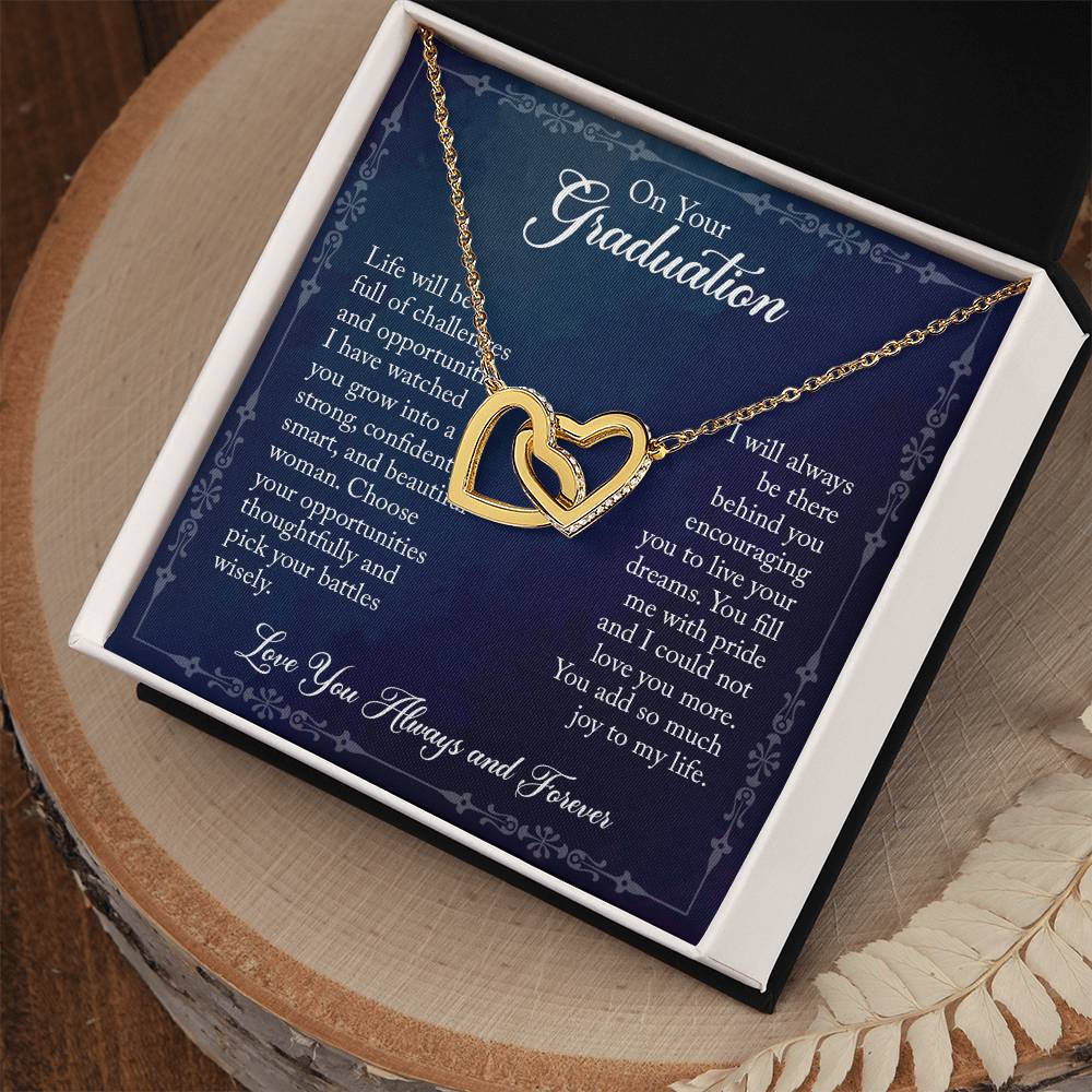 Daughter On Your Graduation - Linked Hearts Necklace Interlocking Hearts Necklace